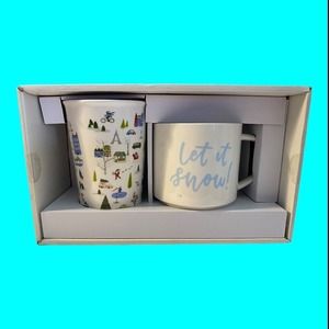 Opalhouse 2 Piece Porcelain City Scene & Let It Snow Classic Mug Box Set Unused